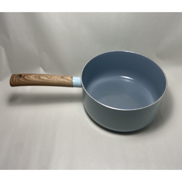 Masterclass blue Enamel Aluminum Sauce Pan with wooden Handle 2 QT No Lid - Picture 2 of 7